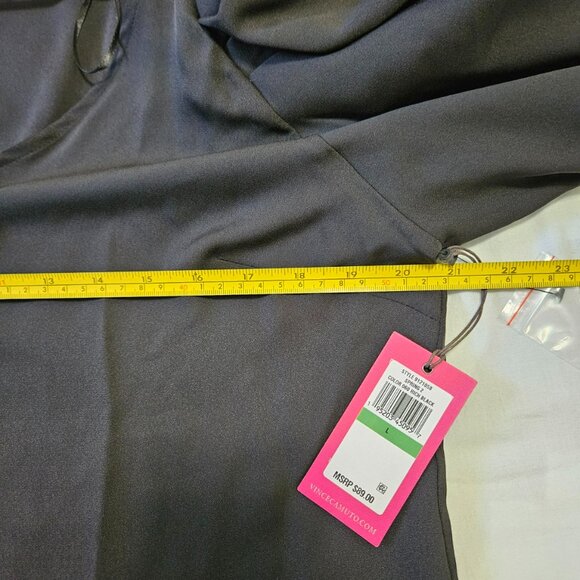 Vince Camuto Top Blouse Womens Sz L Short Balloon Sleeves V-Neck Placket NWT - Picture 4 of 9